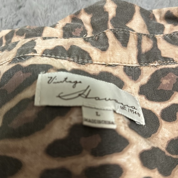 Vintage Havana Blouse Leopard Print Back Tie Detail Long Sleeves Button Down - Picture 10 of 13